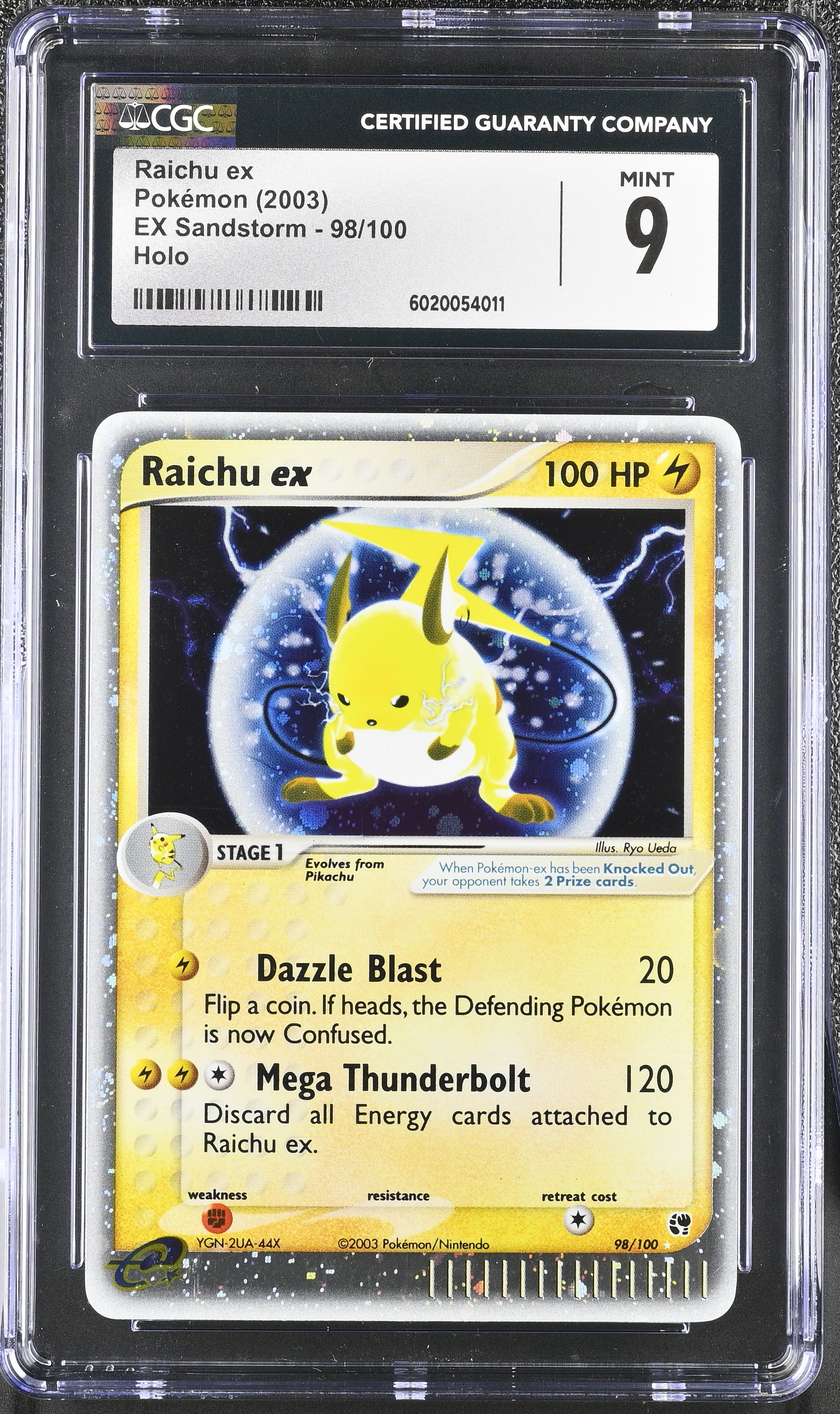 2003 #98 Raichu ex CGC 9 EX Sandstorm (2003 Copyright, w/ "e" Symbol) - English