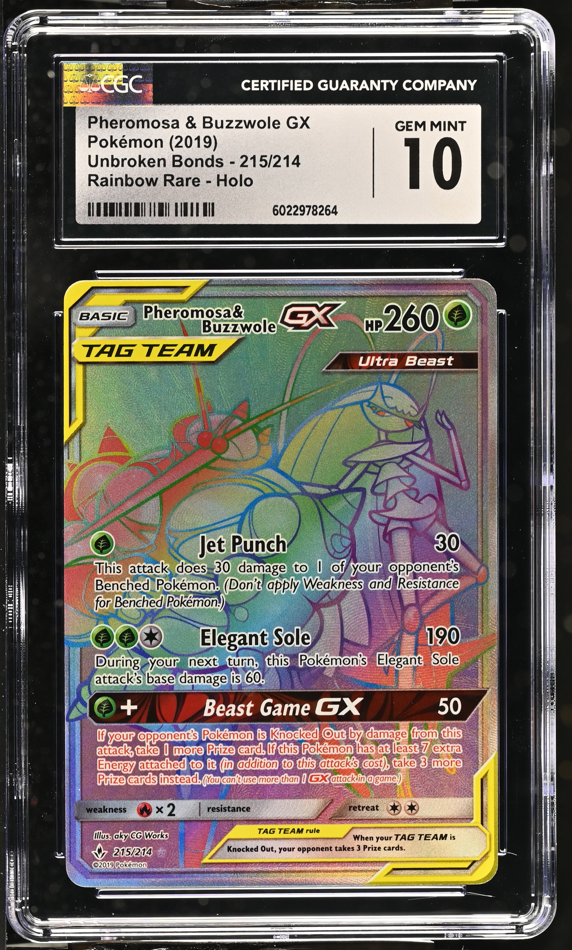 2019 #215 Pheromosa & Buzzwole GX CGC 10 Unbroken Bonds - English