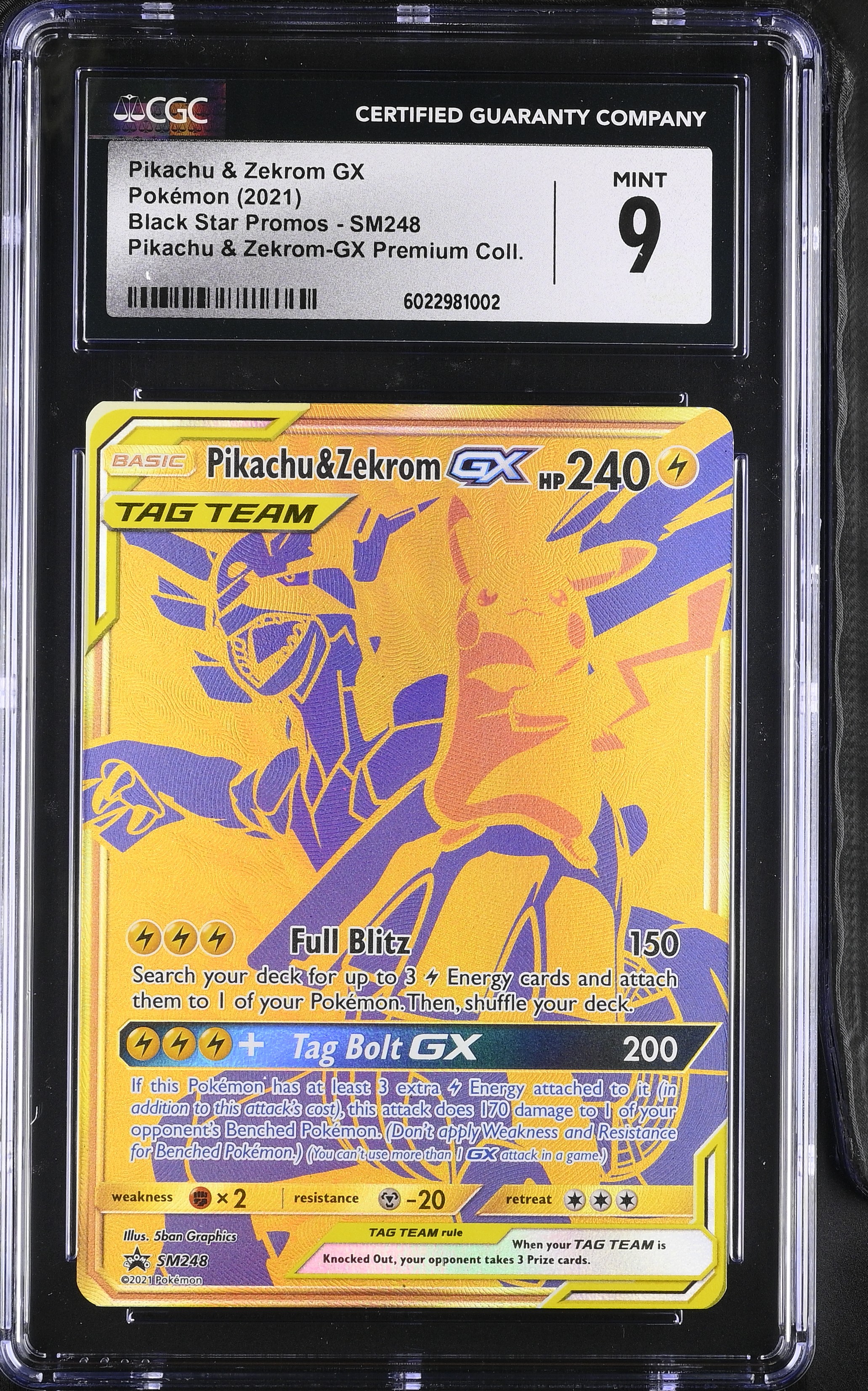 2021 #SM248 Pikachu & Zekrom GX CGC 9 Black Star Promos - Sun & Moon - English