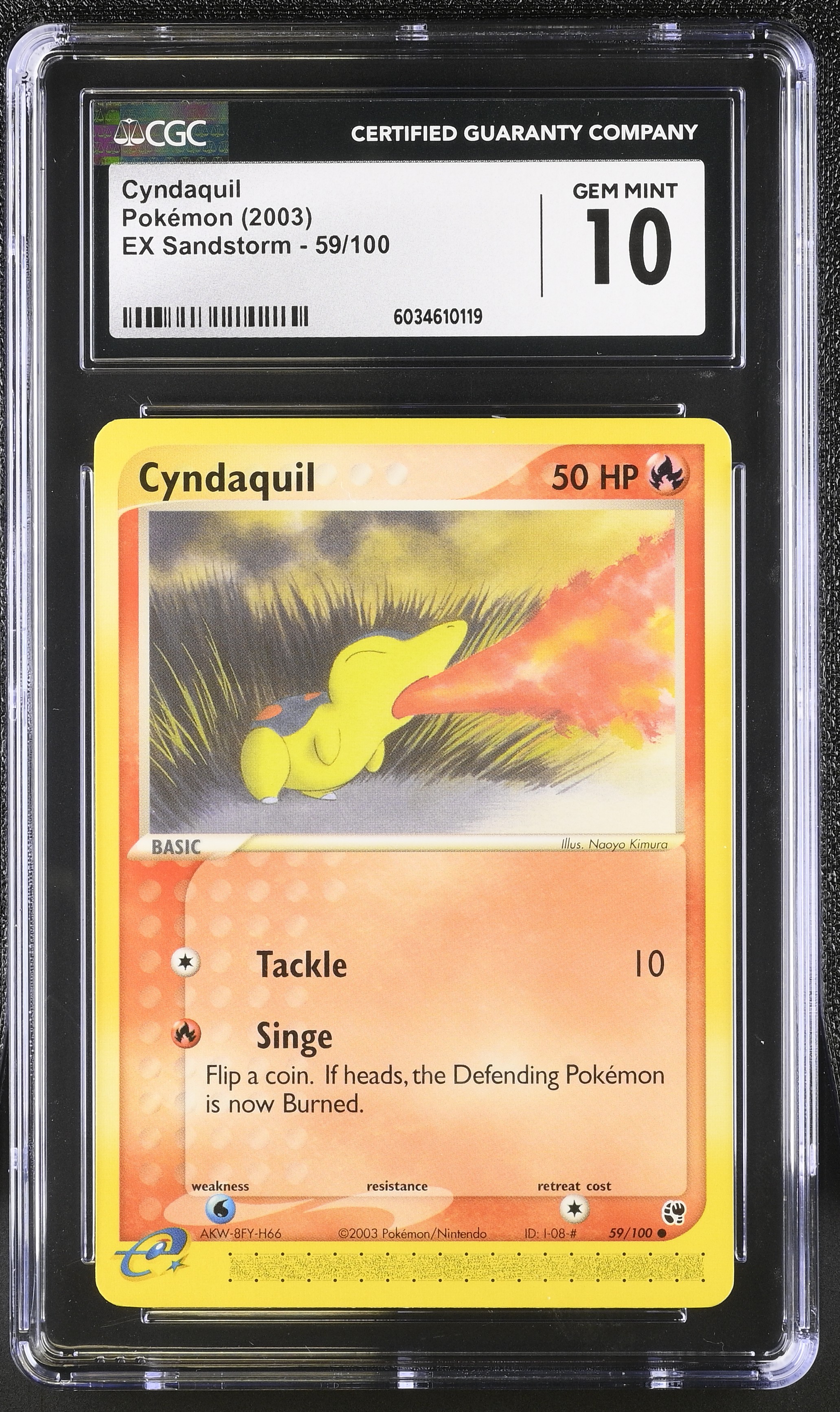 2003 #59 Cyndaquil CGC 10 EX Sandstorm (2003 Copyright, w/ "e" Symbol) - English