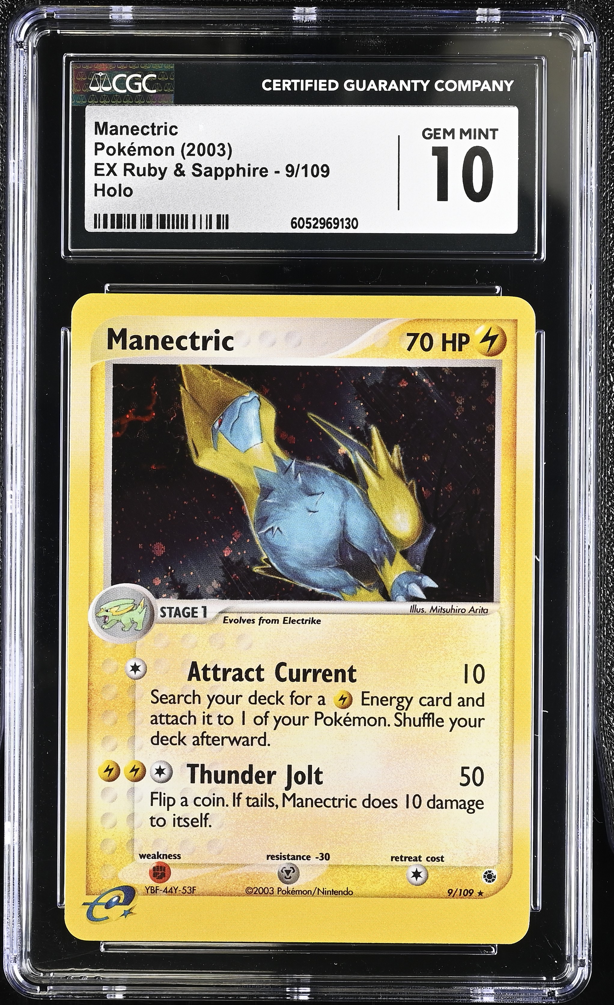 2003 #9 Manectric CGC 10 EX Ruby & Sapphire (2003 Copyright, w/ "e" Symbol) - English