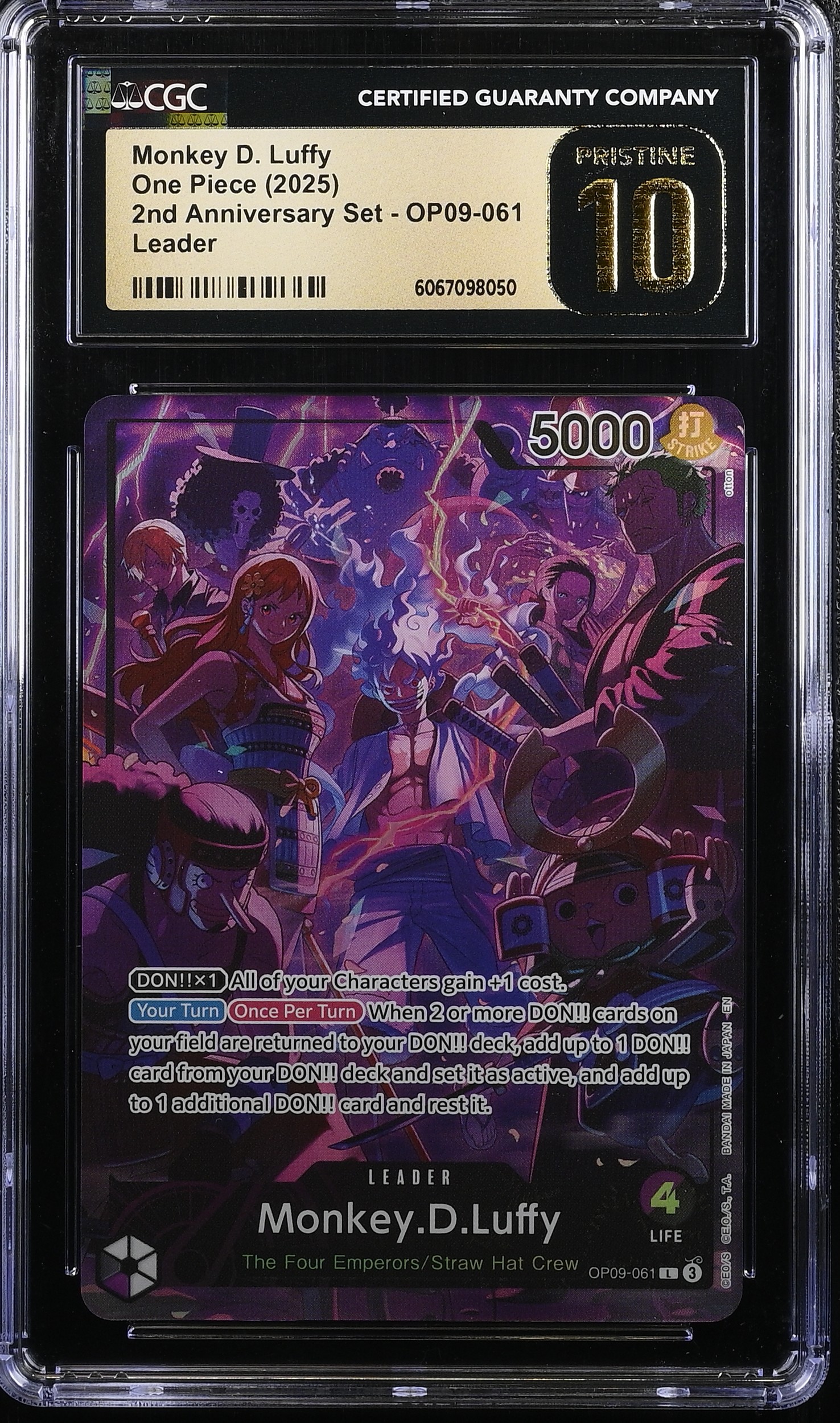 2025 #OP09-061 2nd Anniversary Set - English Monkey D. Luffy L (Map Text Box) CGC 10 Pristine One Piece