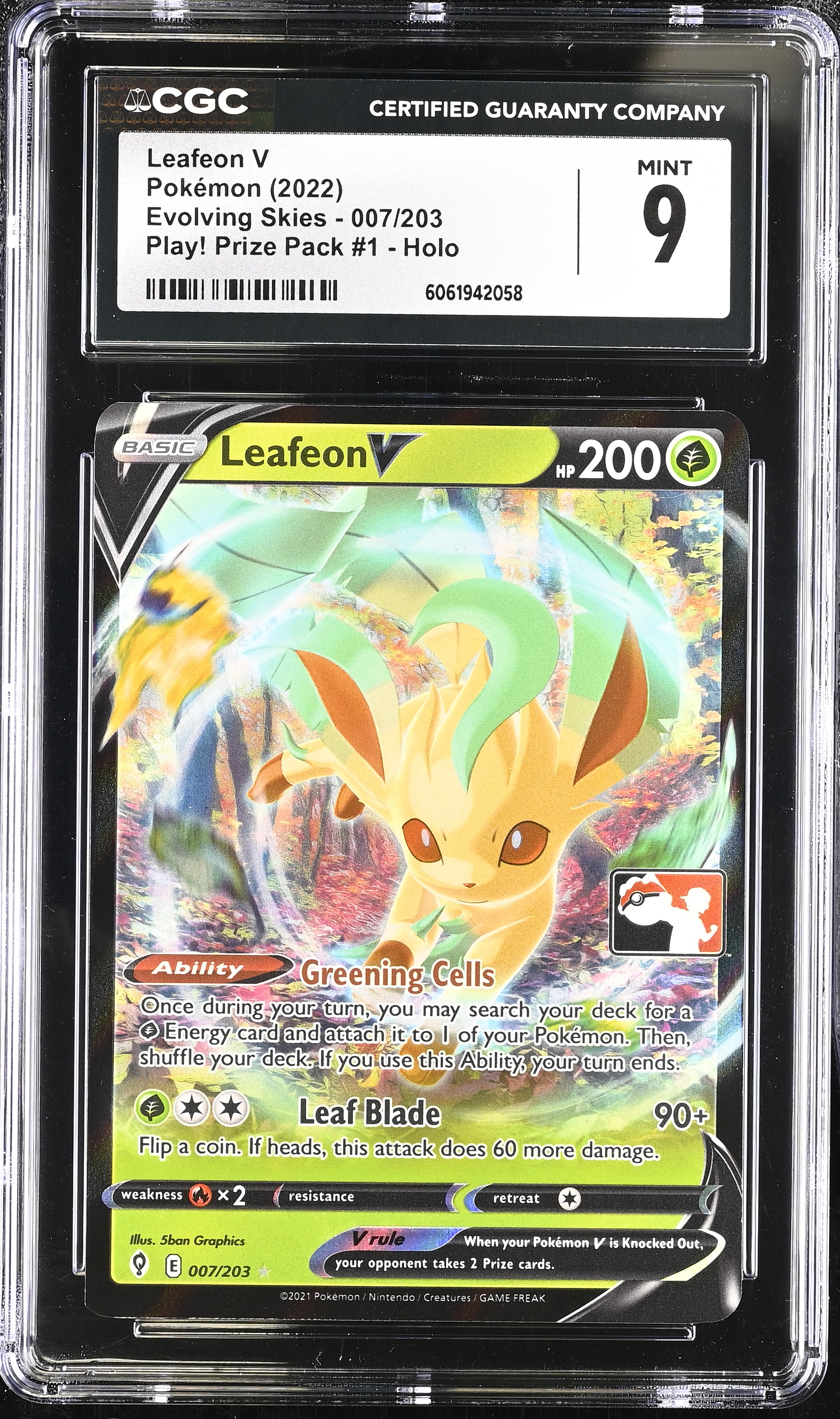 2022 #007 Leafeon V CGC 9 Evolving Skies - English