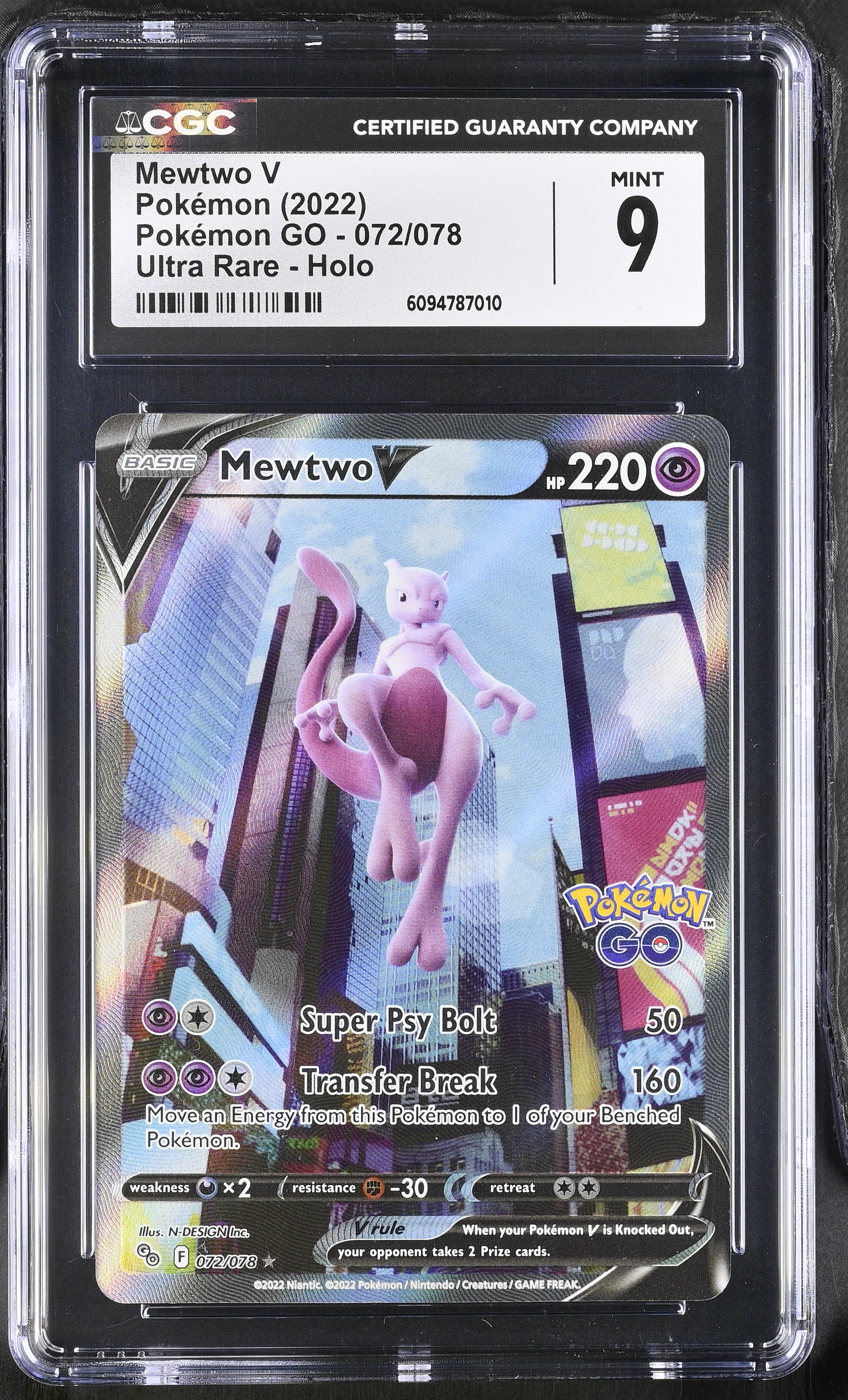 2022 #072 Mewtwo V CGC 9 Pokemon GO - English