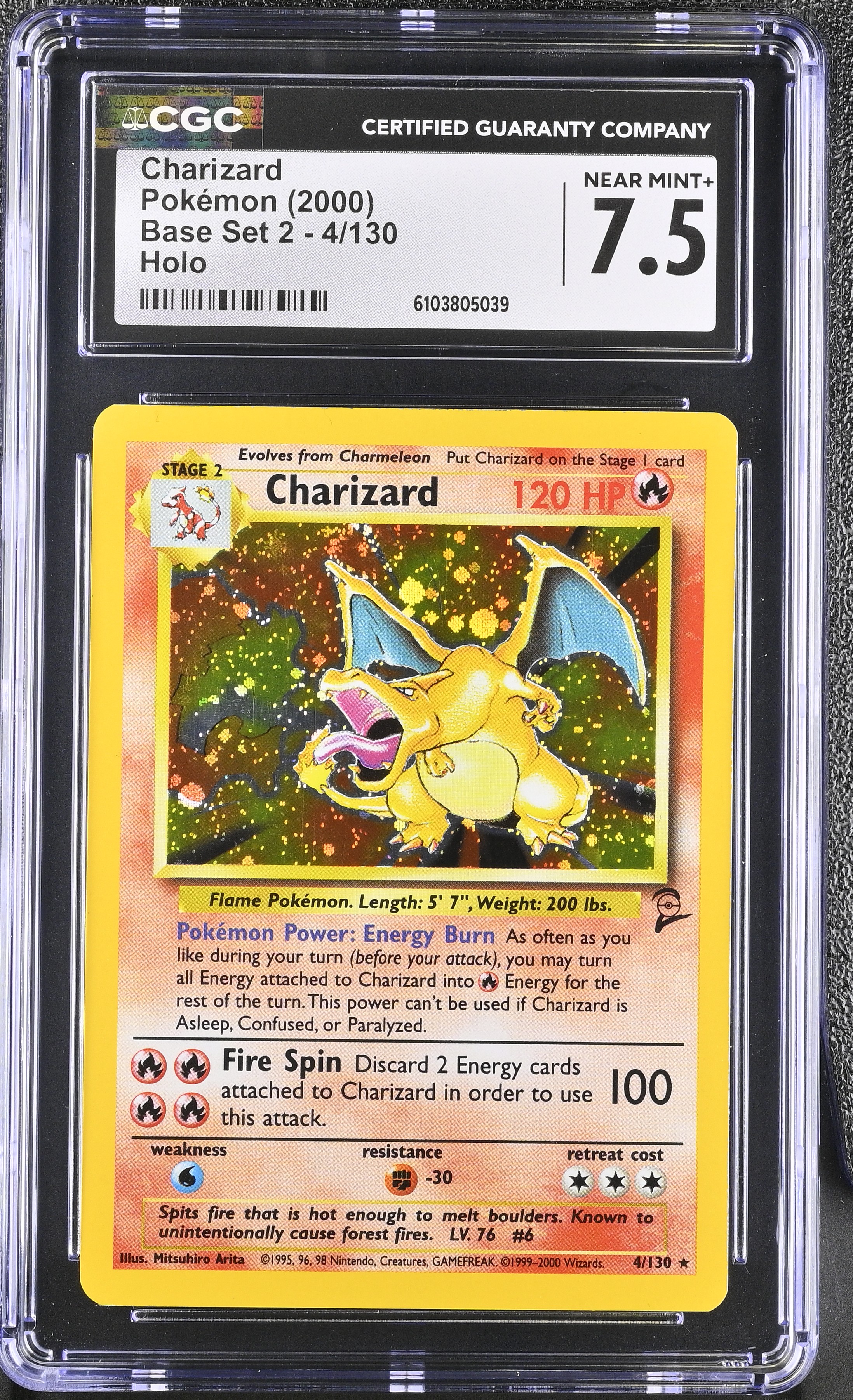 charizard pokemon card 4 130 Pokemon - Charizard - Base Set 2 - Card Number 4/130 - Good Grade - Gold  Color