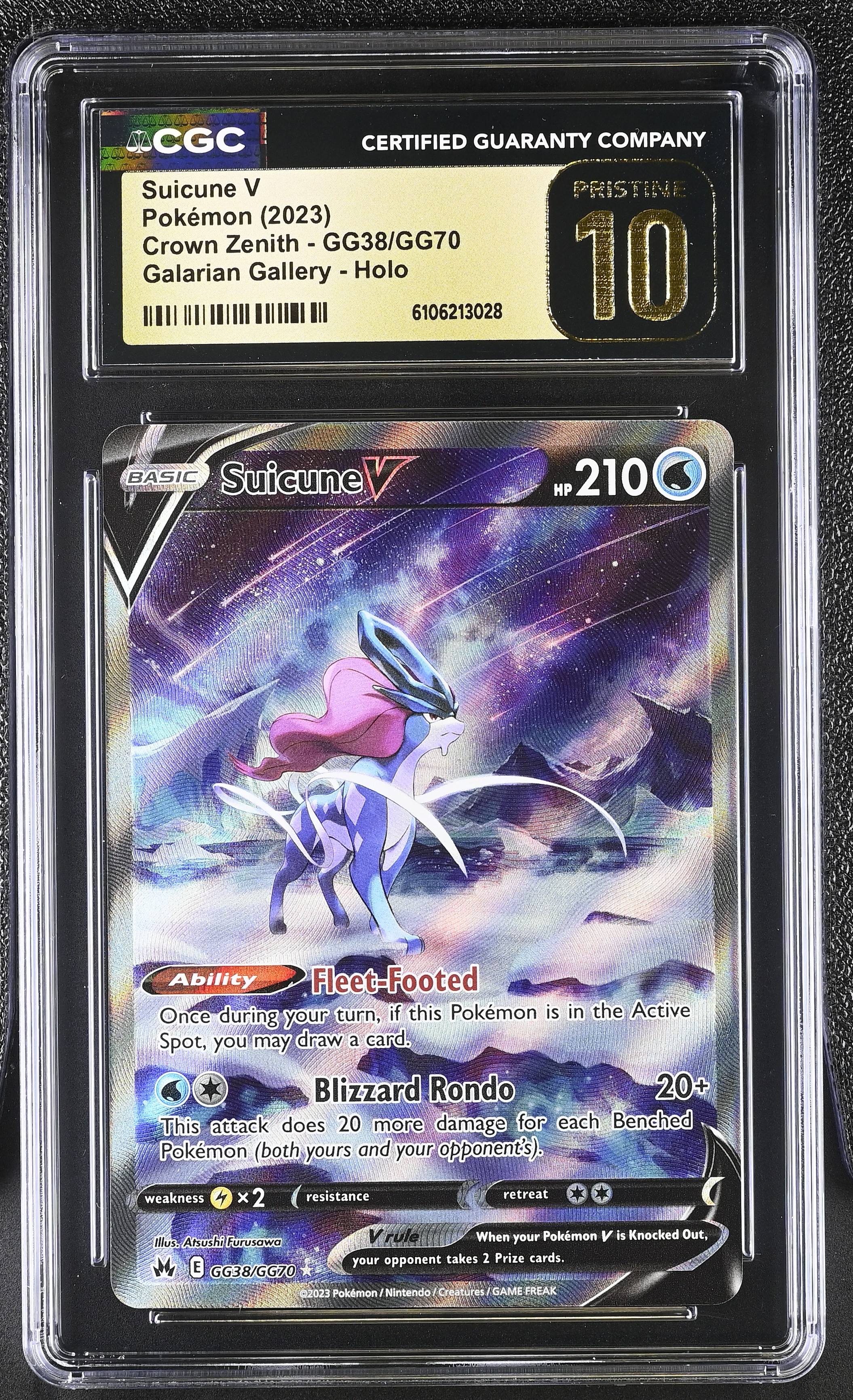 2023 #GG38/GG70 Suicune V CGC 10 Pristine Crown Zenith - English