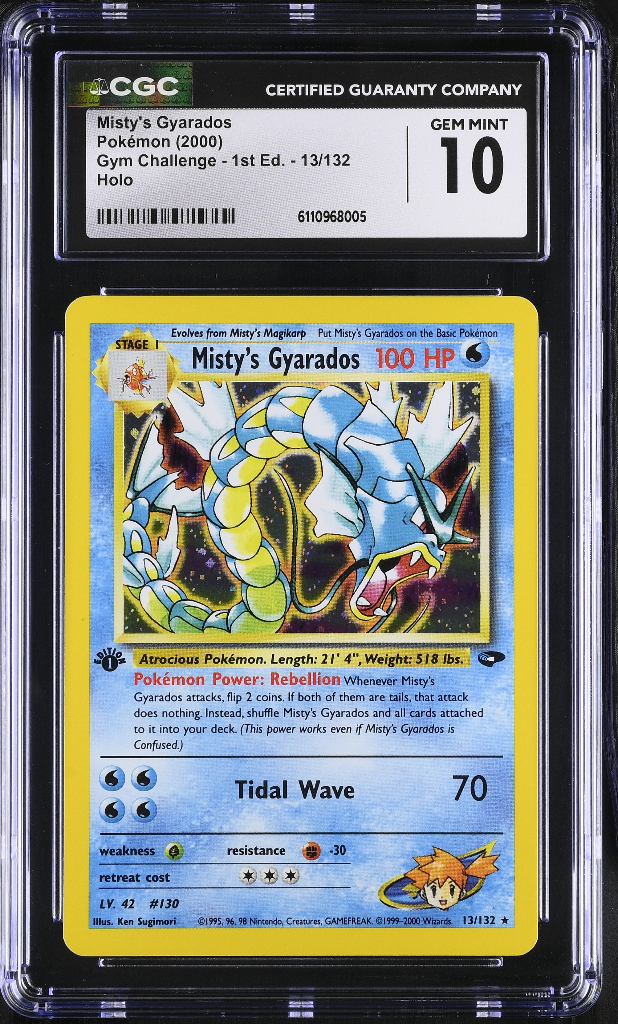 2000 #13 Gym Challenge - 1st Edition - English Misty's Gyarados Rare Holo CGC 10 Pokemon