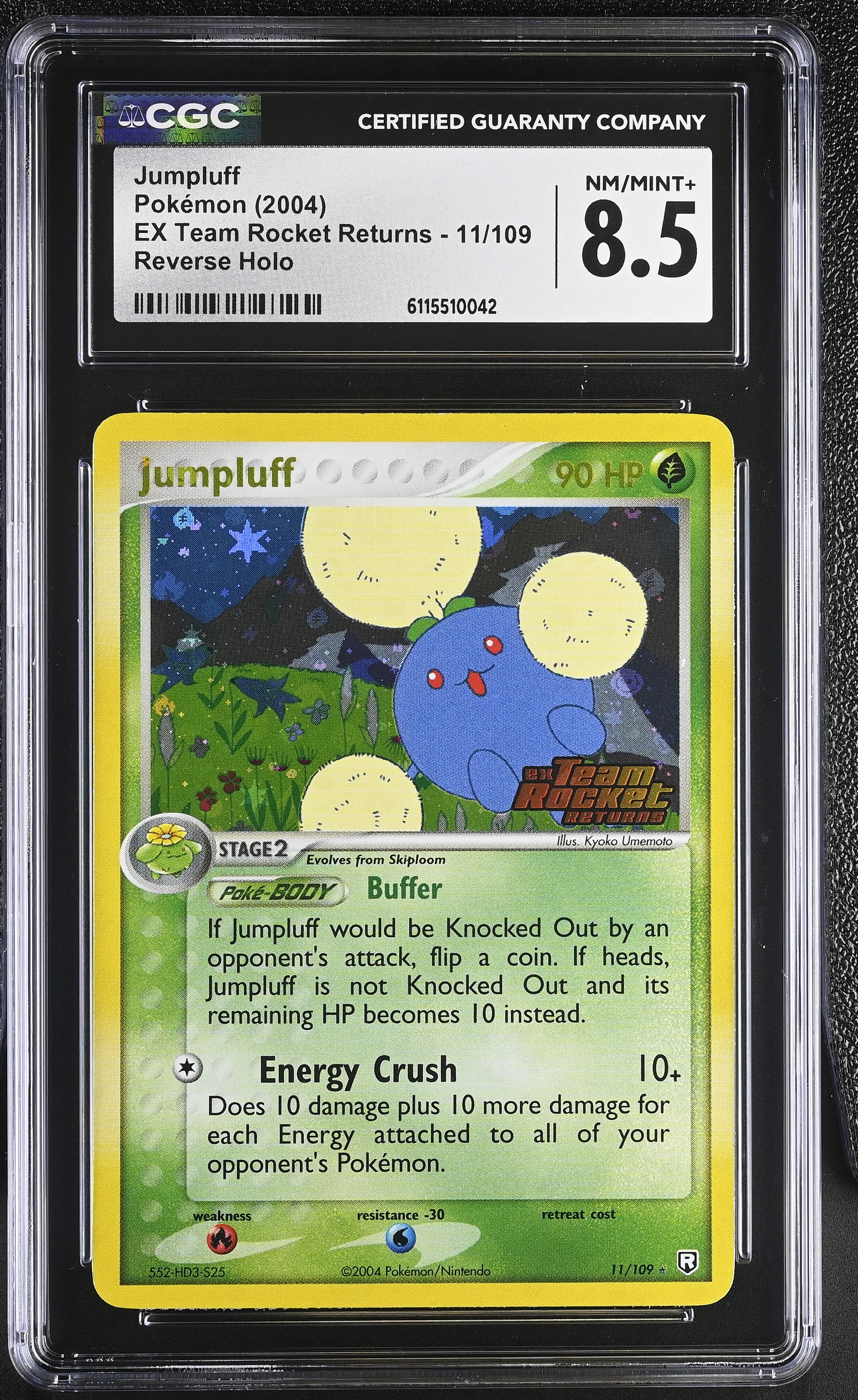 2004 #11 Jumpluff Reverse Holo CGC 8.5 EX Team Rocket Returns - English