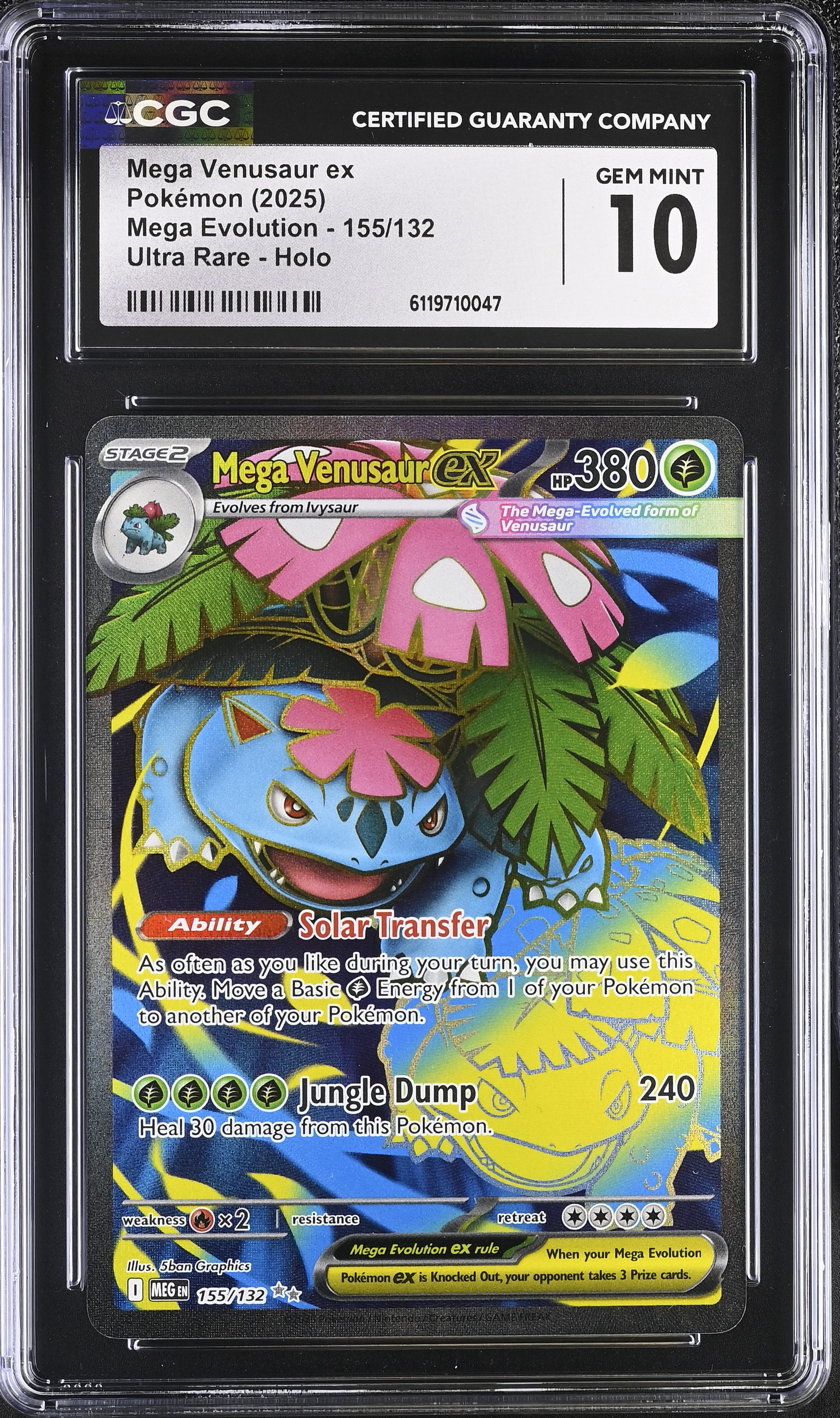 2025 #155 Mega Venusaur ex CGC 10 Mega Evolution - MEG EN - English