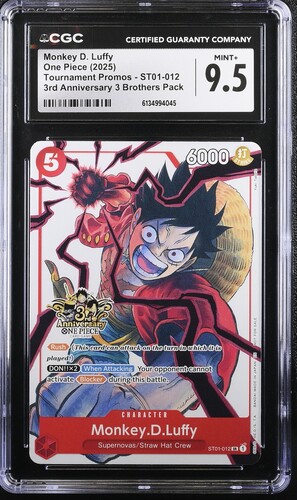 One Piece - 2025 Monkey D. Luffy 3rd Anniversary 3 Brothers Pack #ST01-012 Tournament Promos CGC 9.5