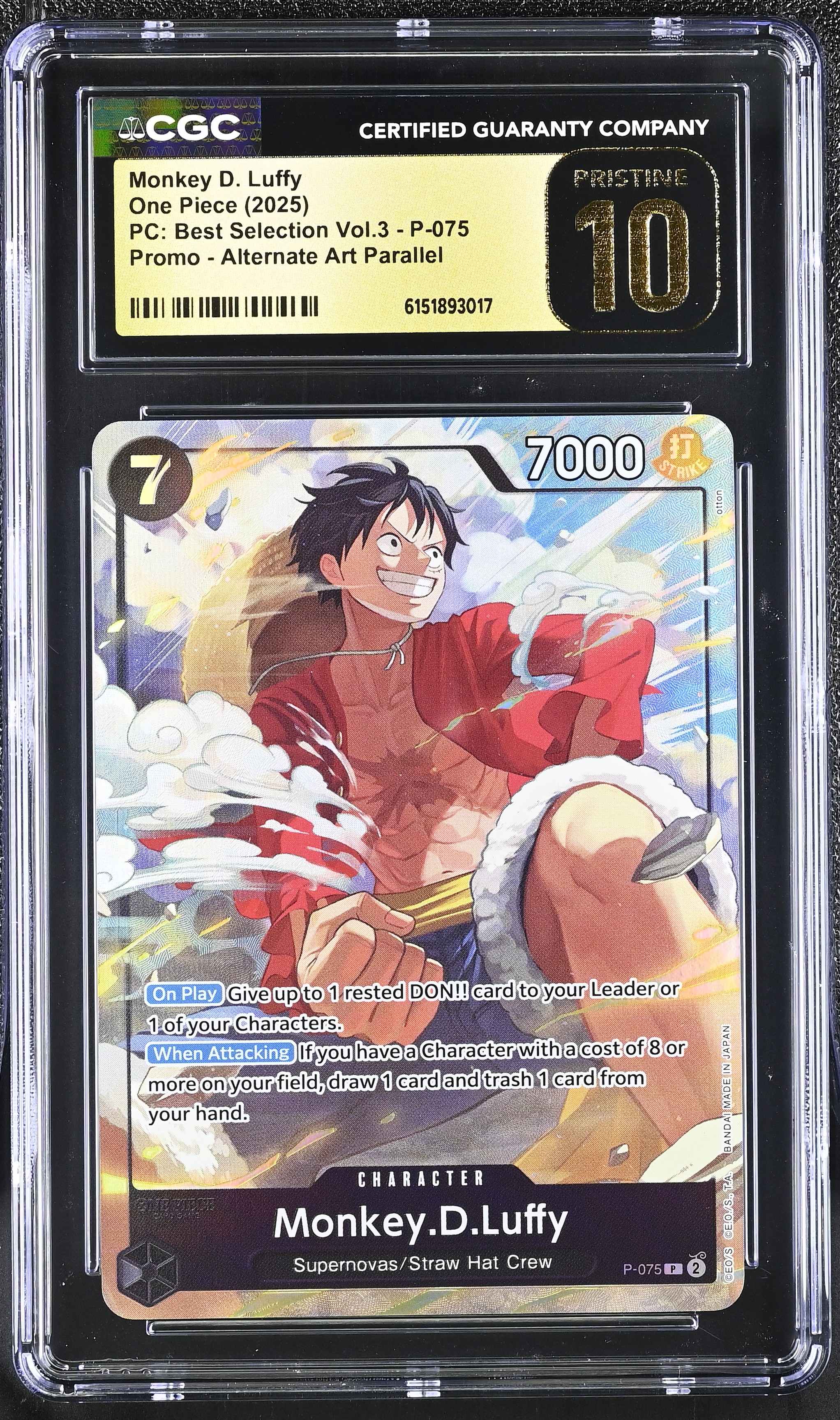 2025 #P-075 Monkey D. Luffy CGC 10 Pristine Premium Collection Best Selection Vol.3 - English