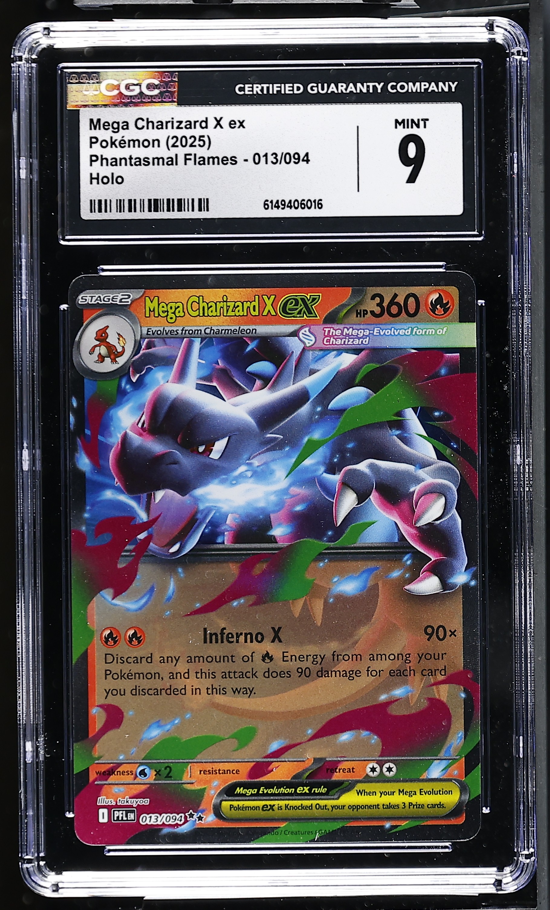 2025 #013 Mega Charizard X ex CGC 9 Phantasmal Flames - PFL EN - English