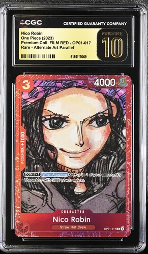 One Piece - 2023 Nico Robin Alternate Art Parallel #OP01-017 Premium Coll. Film Red CGC PRISTINE 10