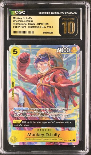 One Piece - 2025 Monkey D. Luffy Illustration Box Vol.3 #OP07-109 Promotional Cards CGC PRISTINE 10