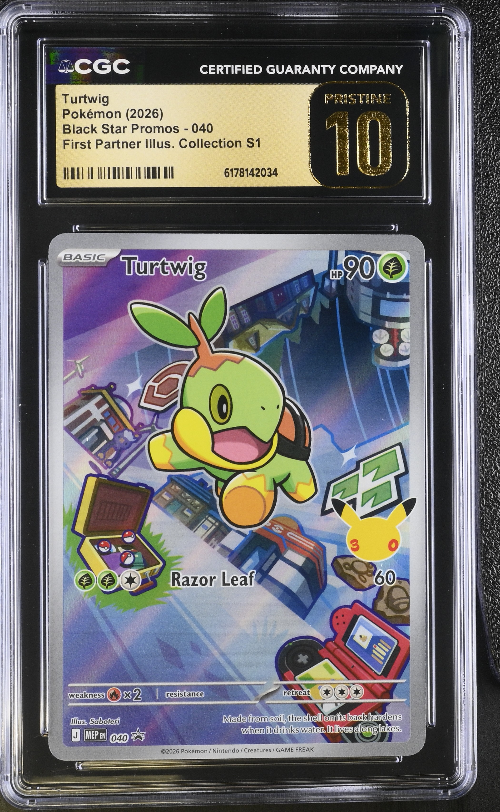 2026 #040 Turtwig CGC 10 Pristine Black Star Promos - Mega Evolution MEP EN - English