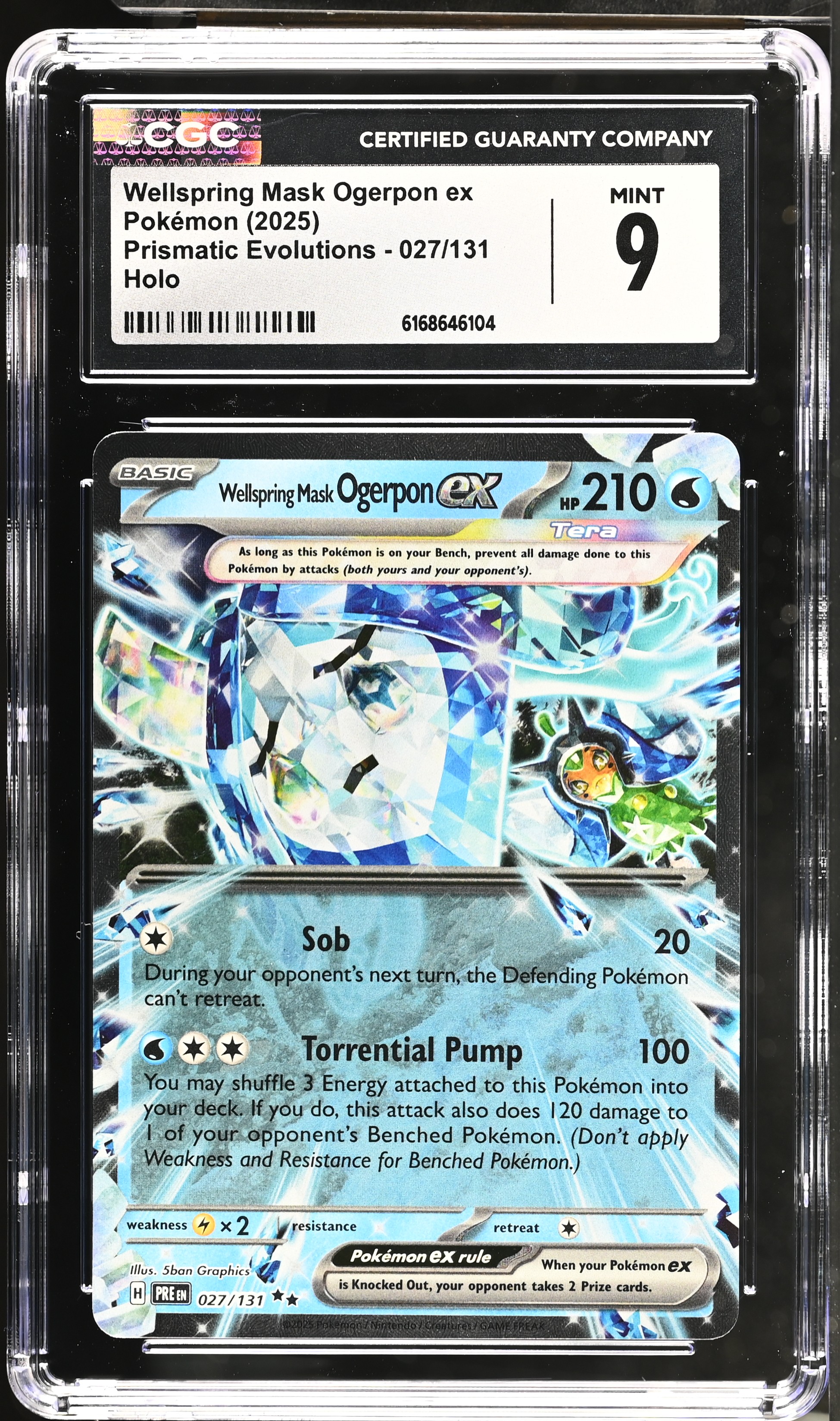 2025 #027 Wellspring Mask Ogerpon ex CGC 9 Prismatic Evolutions - PRE EN - English