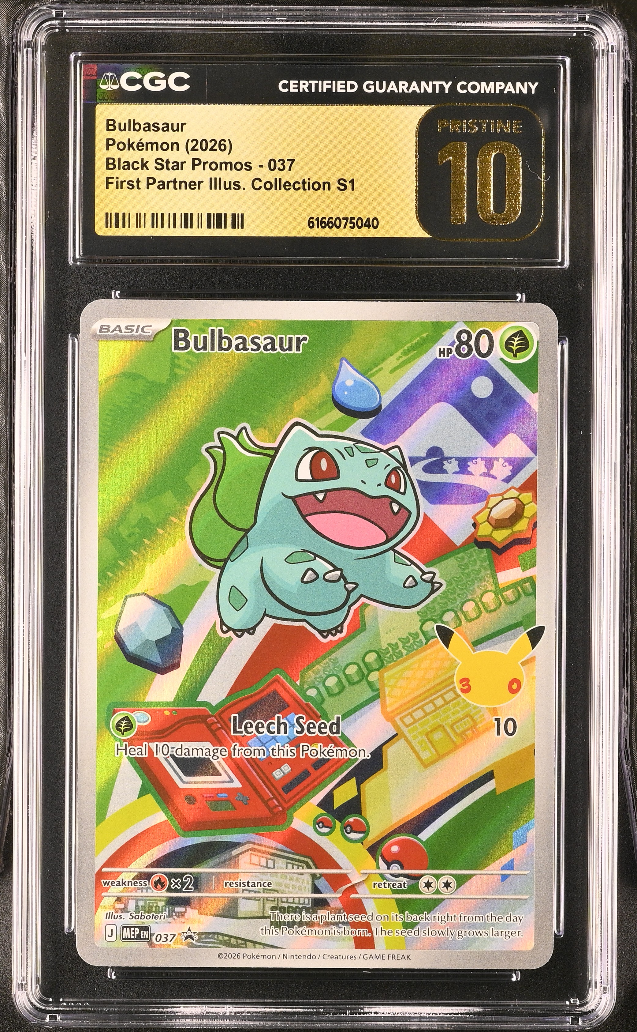 2026 #037 Bulbasaur CGC 10 Pristine Black Star Promos - Mega Evolution MEP EN - English