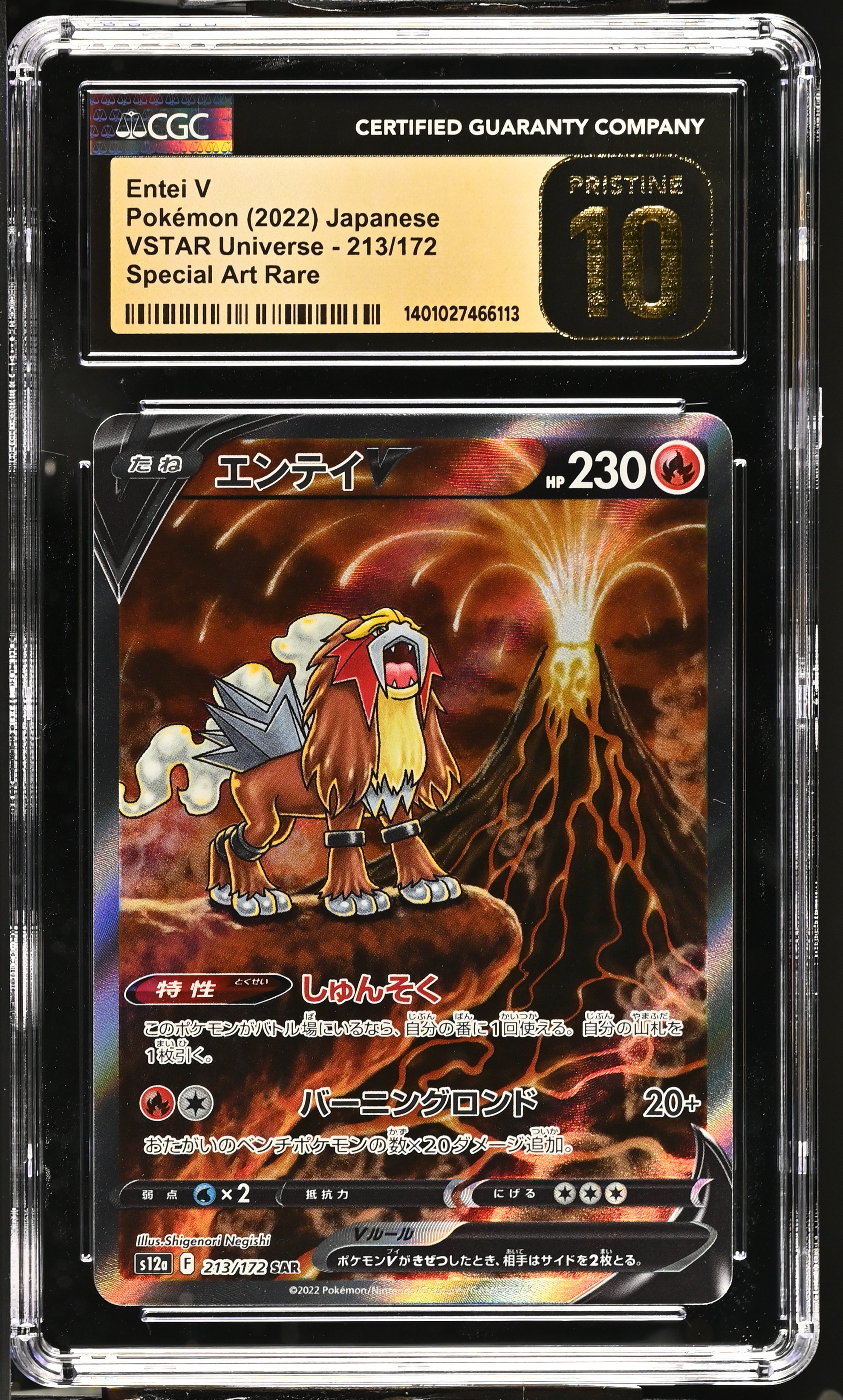 2022 #213 Entei V CGC 10 Pristine VSTAR Universe - s12a - Japanese