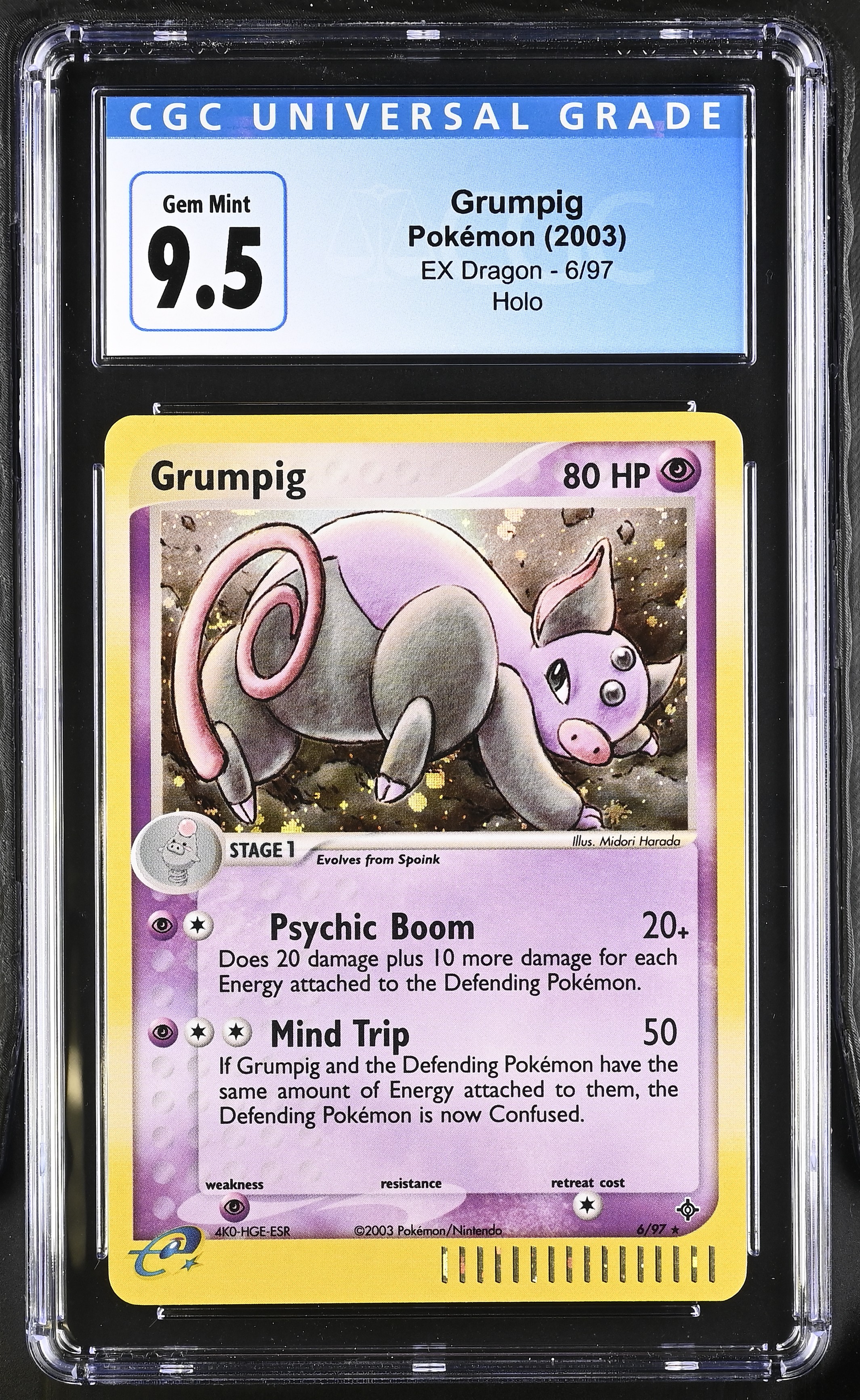 2003 #6 Grumpig CGC 10 EX Dragon (2003 Copyright, w/ "e" Symbol) - English